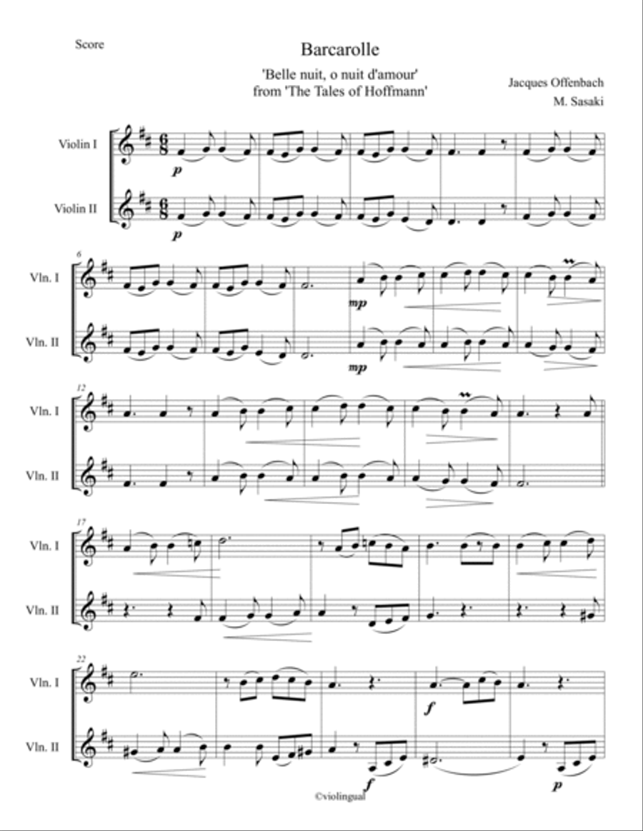 Barcarolle Barcarolle String Duet scores gallery preview page 2