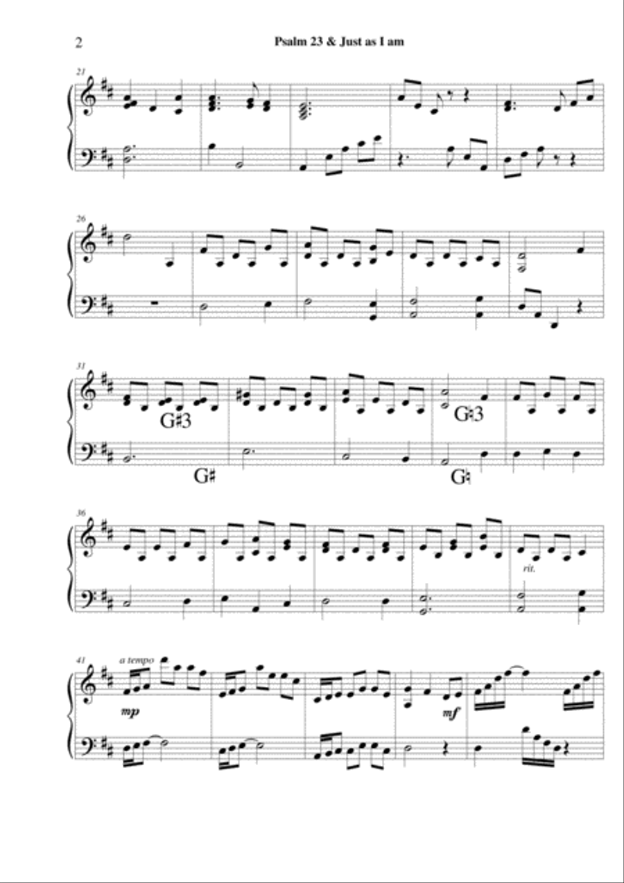 Psalm 23 & Just as I am - lever/pedal harp solo Pedal Harp scores gallery preview page 2