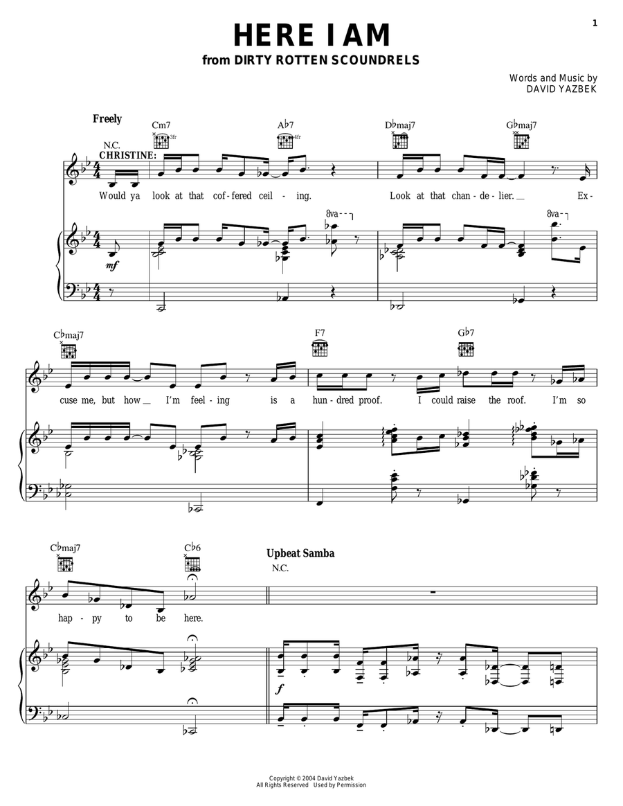 Here I Am Piano, Vocal, Guitar scores gallery preview page 1