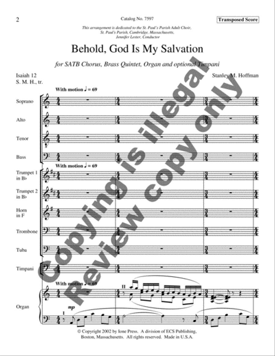 Behold, God Is My Salvation 4-Part scores gallery preview page 3