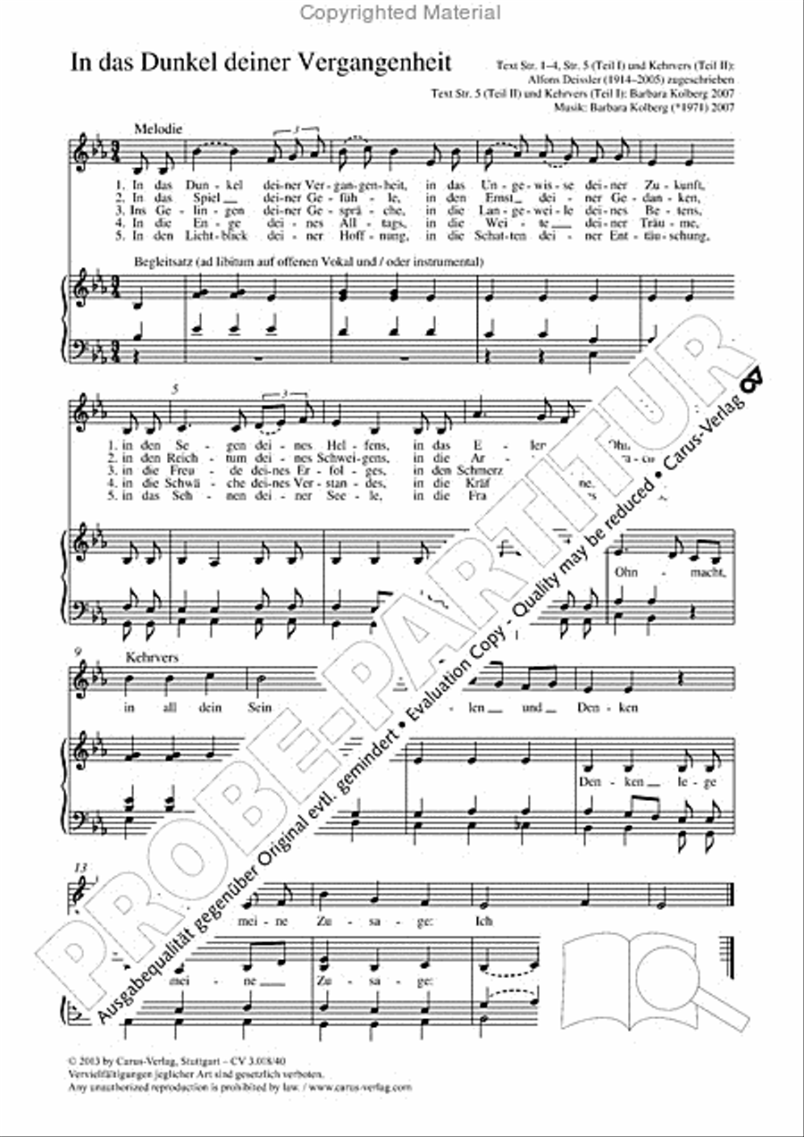 In das Dunkel deiner Vergangenheit Unison Choir scores gallery preview page 2