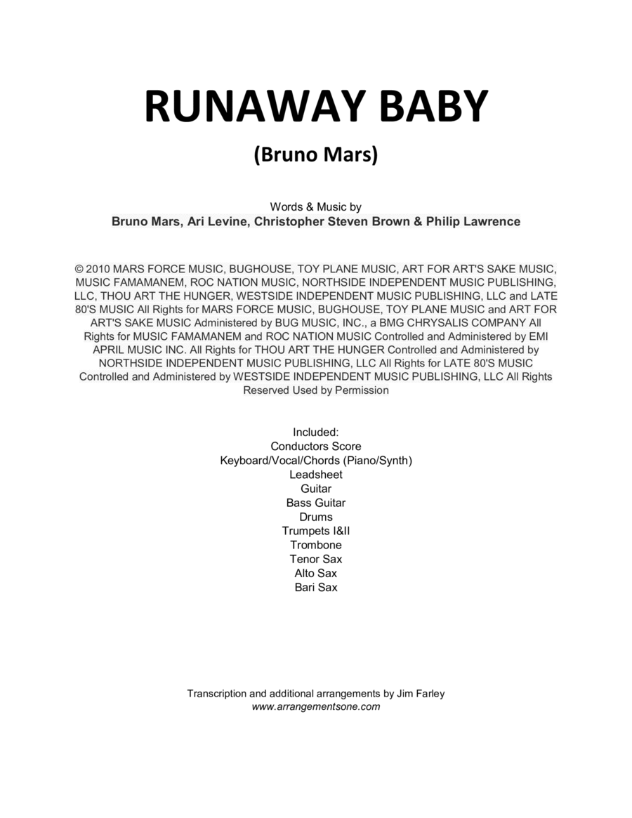 Runaway Baby Tenor Saxophone scores gallery preview page 1
