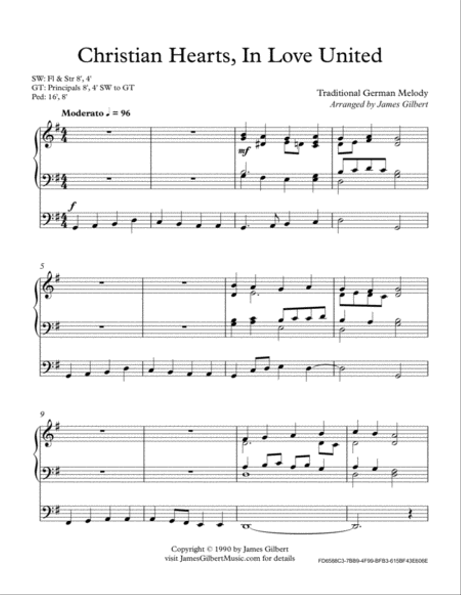 Christian Hearts, In Love United Organ Solo scores gallery preview page 2