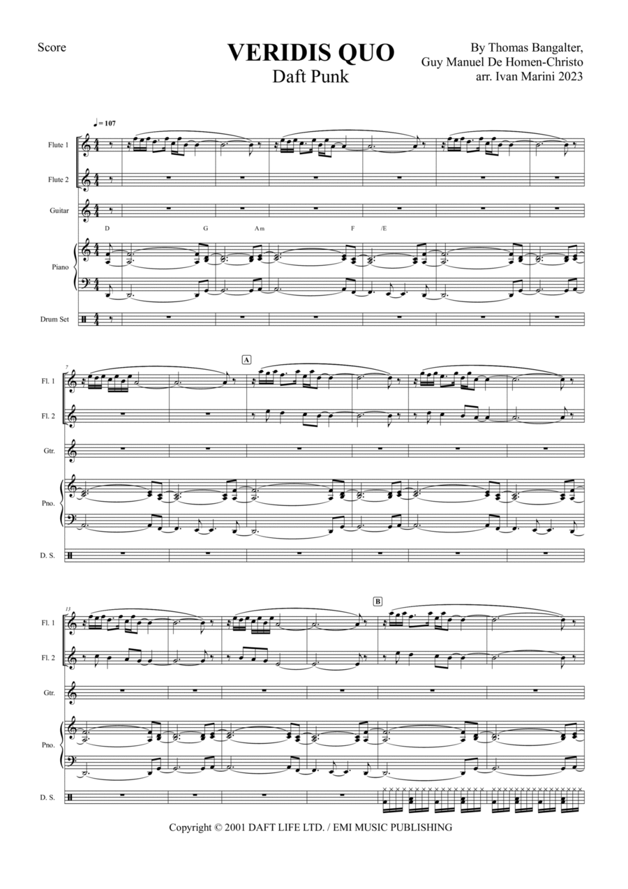 Veridis Quo Small Ensemble scores gallery preview page 1