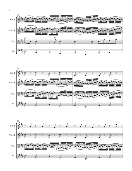 CANON IN D String Quartet, Intermediate Level for 2 violins, viola and cello image number null