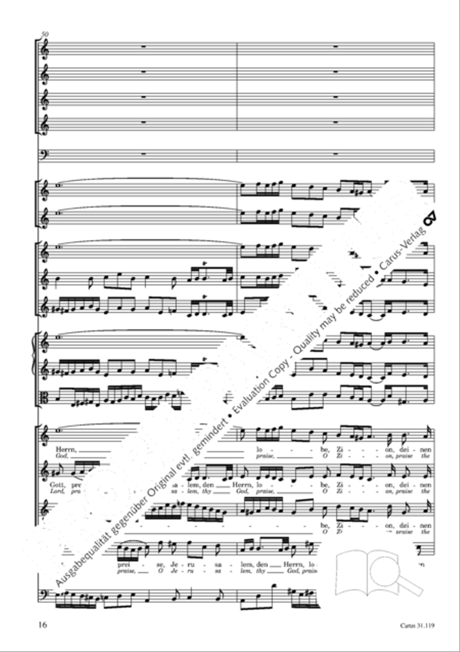 Praise the Lord, O Jerusalem (Preise, Jerusalem, den Herrn) 4-Part scores gallery preview page 17