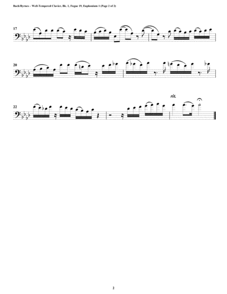 Prelude 19 from Well-Tempered Clavier, Book 1 (Euphonium-Tuba Quartet) image number null