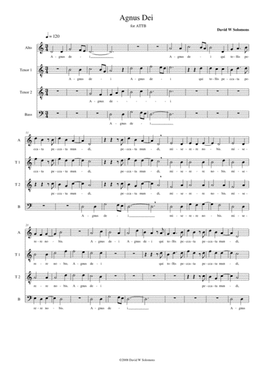 Agnus Dei for men's voices (from the Modal Mass) (ATTB) image number null
