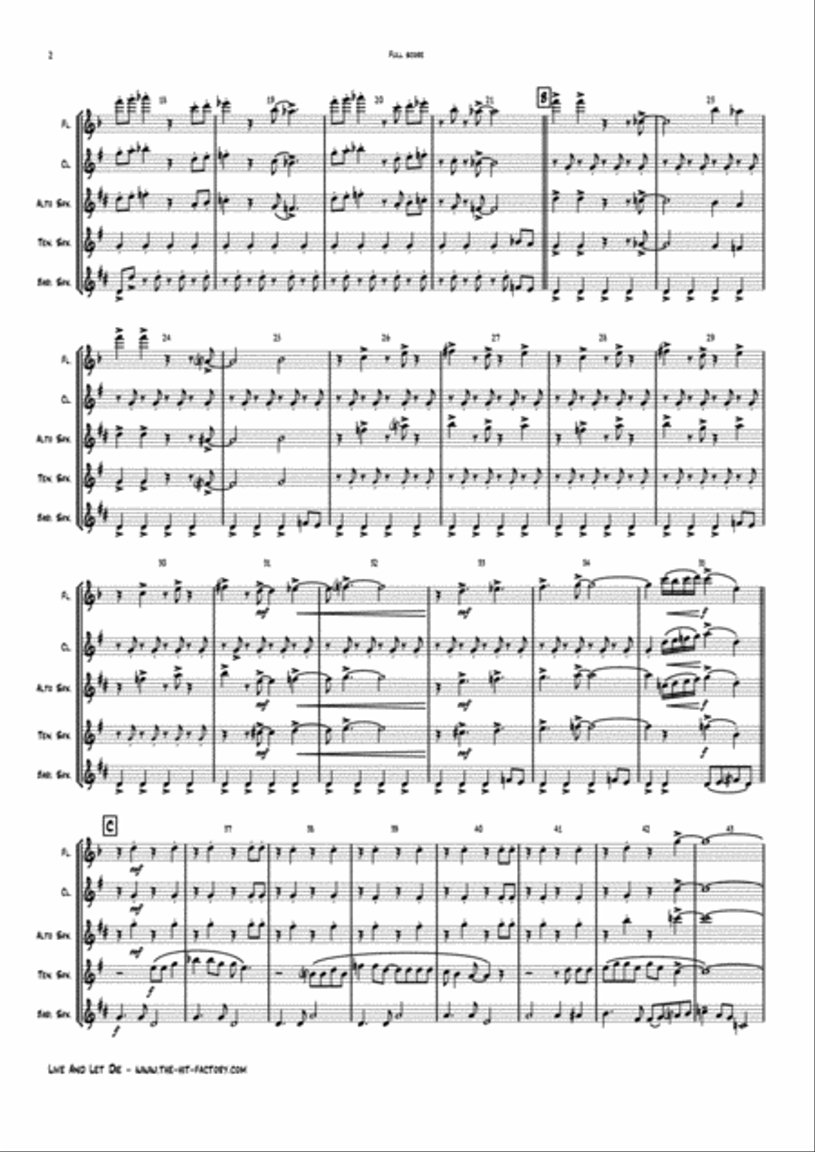 Live And Let Die Woodwind Quintet scores gallery preview page 2