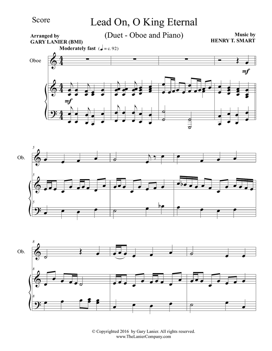 LEAD ON, O KING ETERNAL (Duet – Oboe & Piano with Parts) Piano scores gallery preview page 2