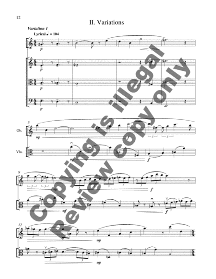 Quartet for Oboe and String Trio Oboe scores gallery preview page 9