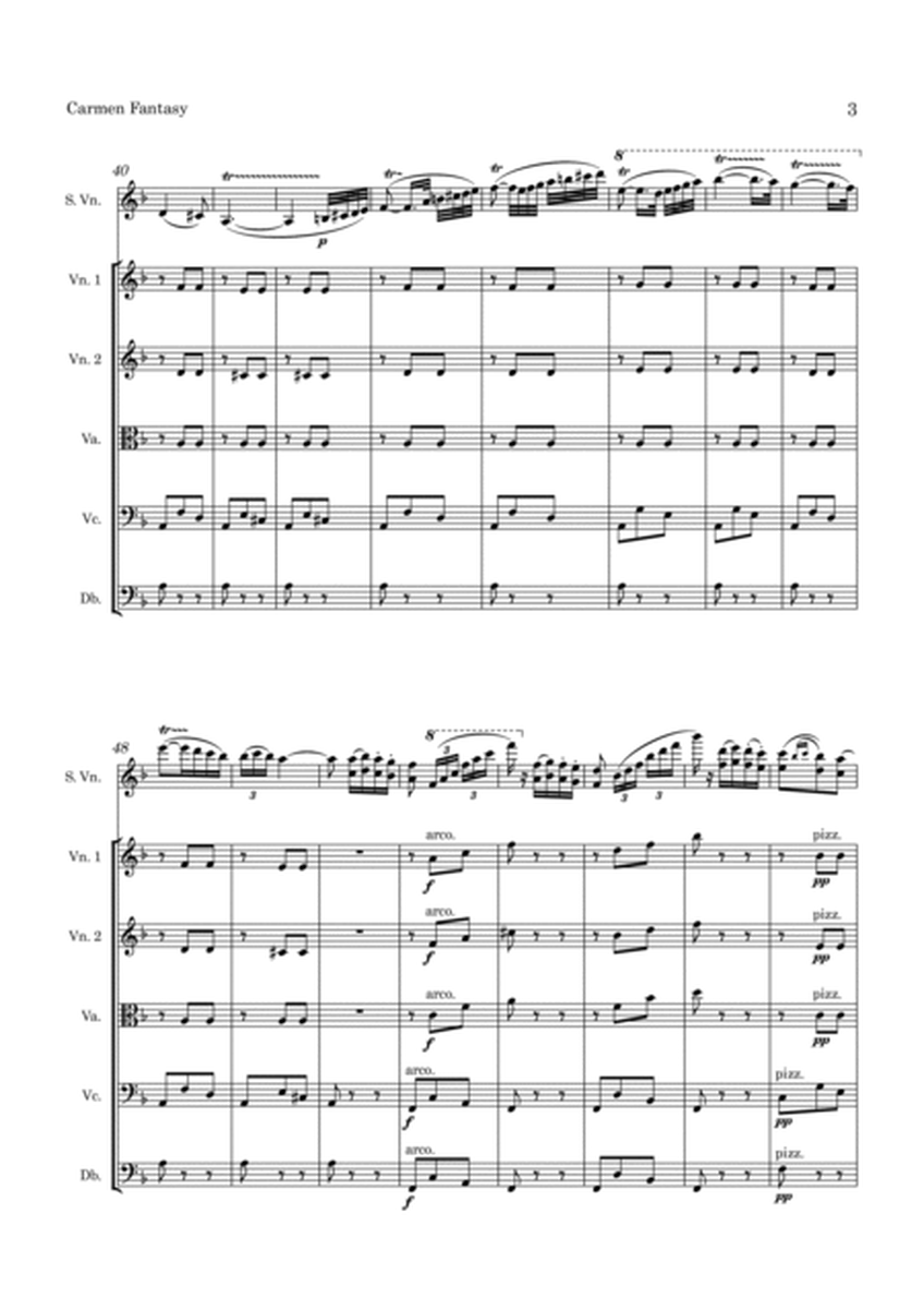 Sarasate Carmen Concert Fantasy Op. 25 for Violin and String Orchestra image number null