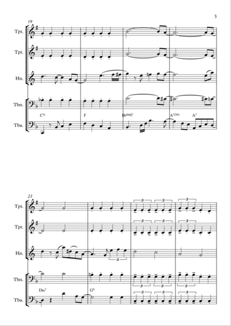 Isn't She Lovely Brass Ensemble scores gallery preview page 3