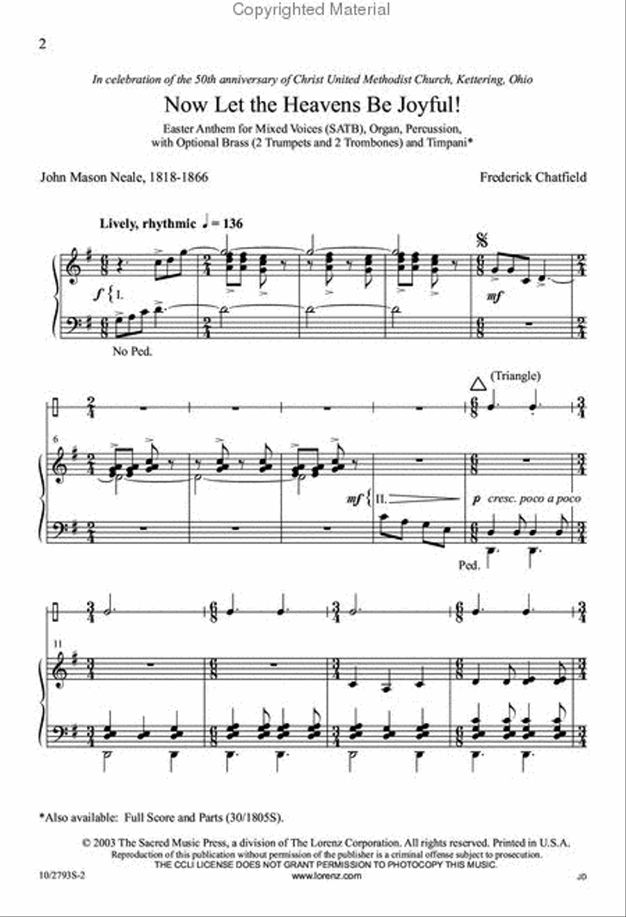 Now Let the Heavens Be Joyful 4-Part scores gallery preview page 2