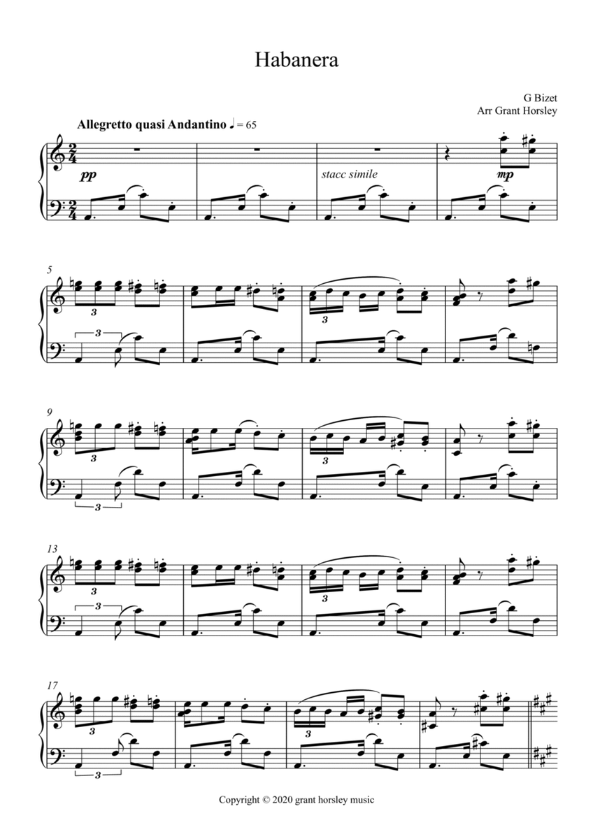 Habanera from Carmen solo piano Easier version image number null