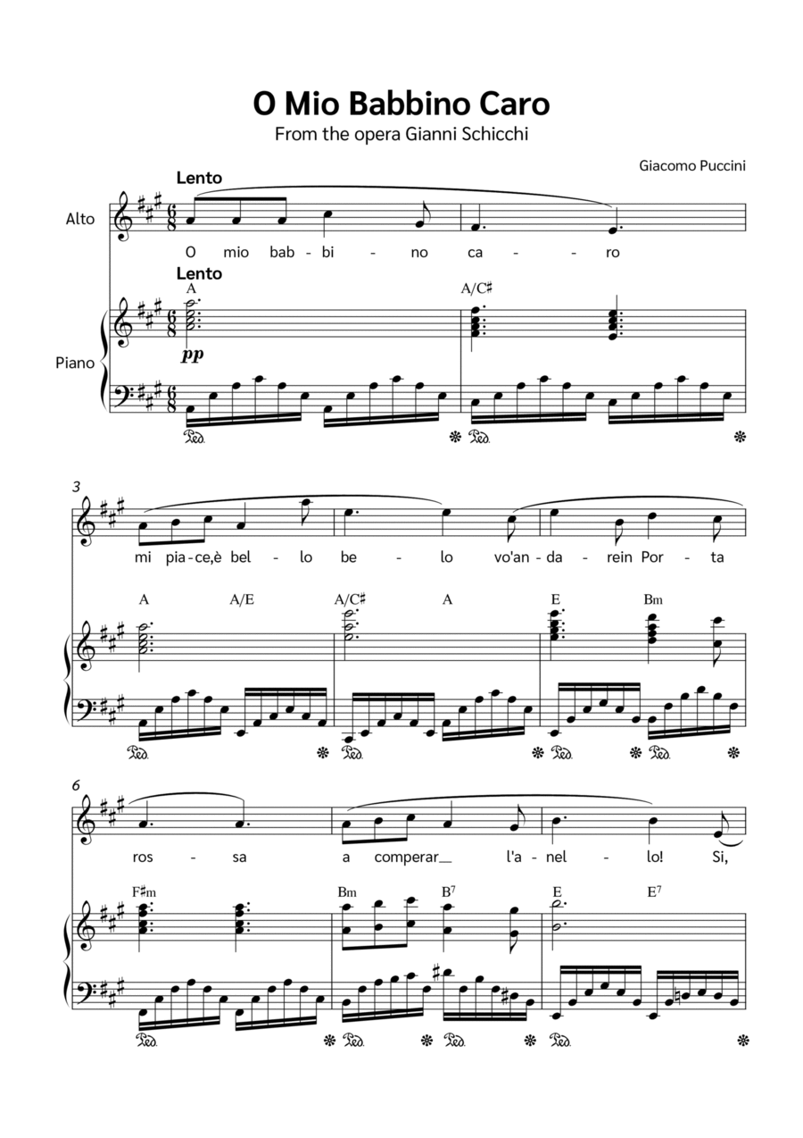 O Mio Babbino Caro Voice scores gallery preview page 1