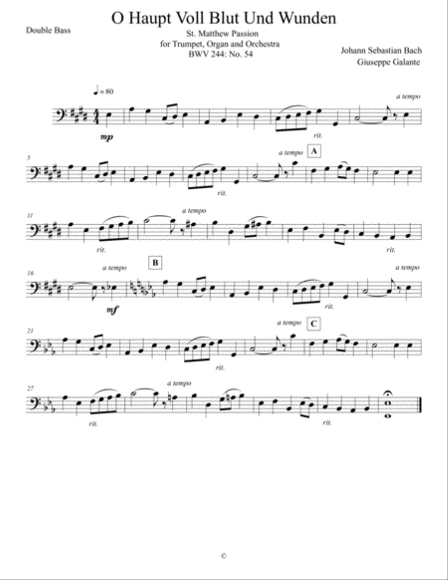 O Haupt Voll Blut Und Wunden: St. Matthew Passion for Trumpet, Organ and Orchestra, BWV 244: No. 54 Chamber Orchestra scores gallery preview page 5