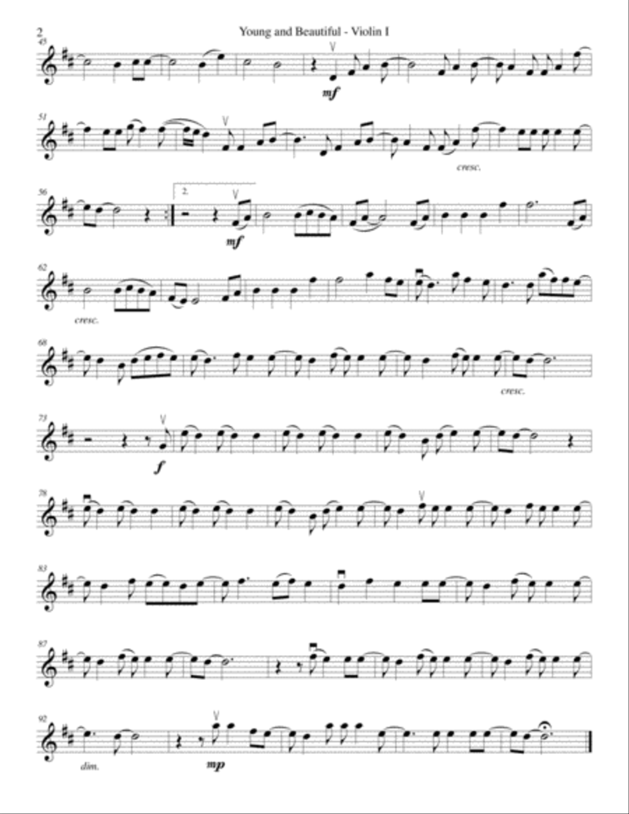 Young And Beautiful Young And Beautiful String Quartet scores gallery preview page 2
