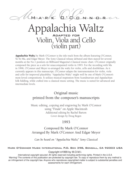 Appalachia Waltz (violin part - vln, vla, cel) image number null