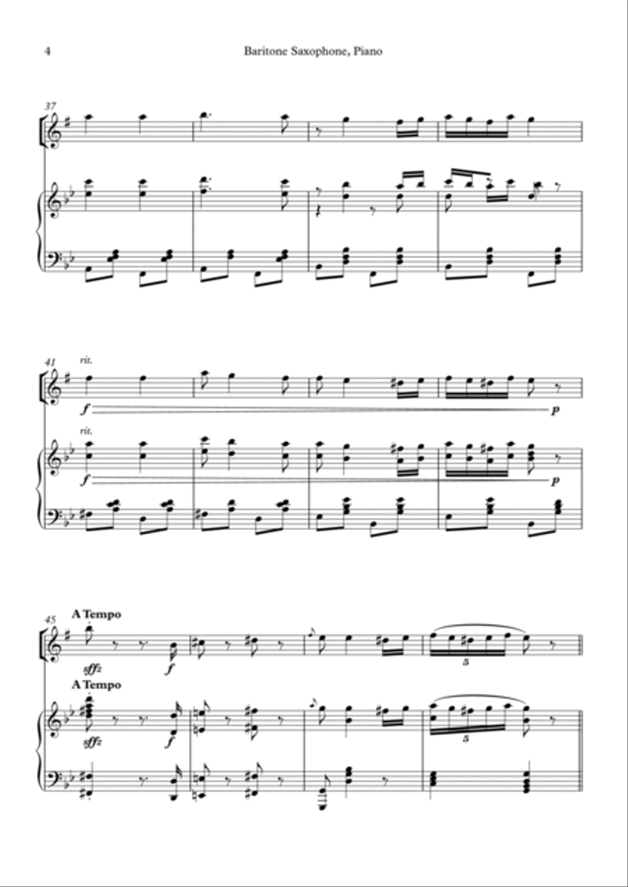 Hungarian Dance No. 5 for Baritone Sax and Piano Woodwind Ensemble scores gallery preview page 4