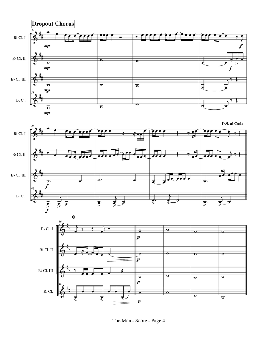 The Man The Man Clarinet Quartet scores gallery preview page 6