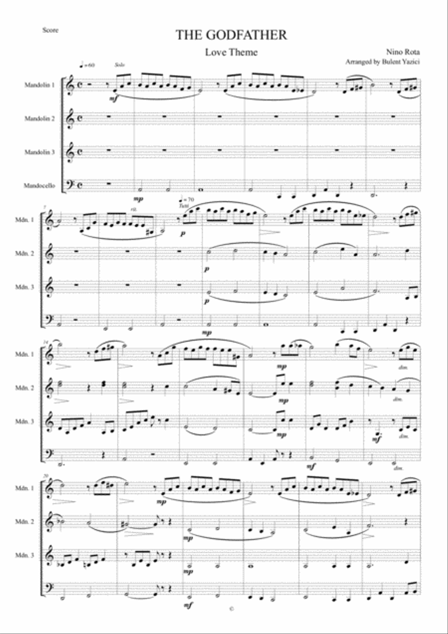 The Godfather (love Theme) Mandolin scores gallery preview page 1