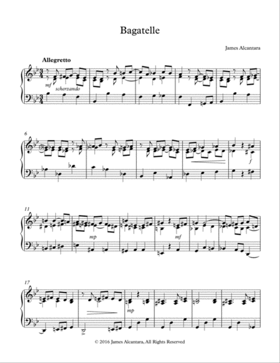 Bagatelle Piano Solo scores gallery preview page 1
