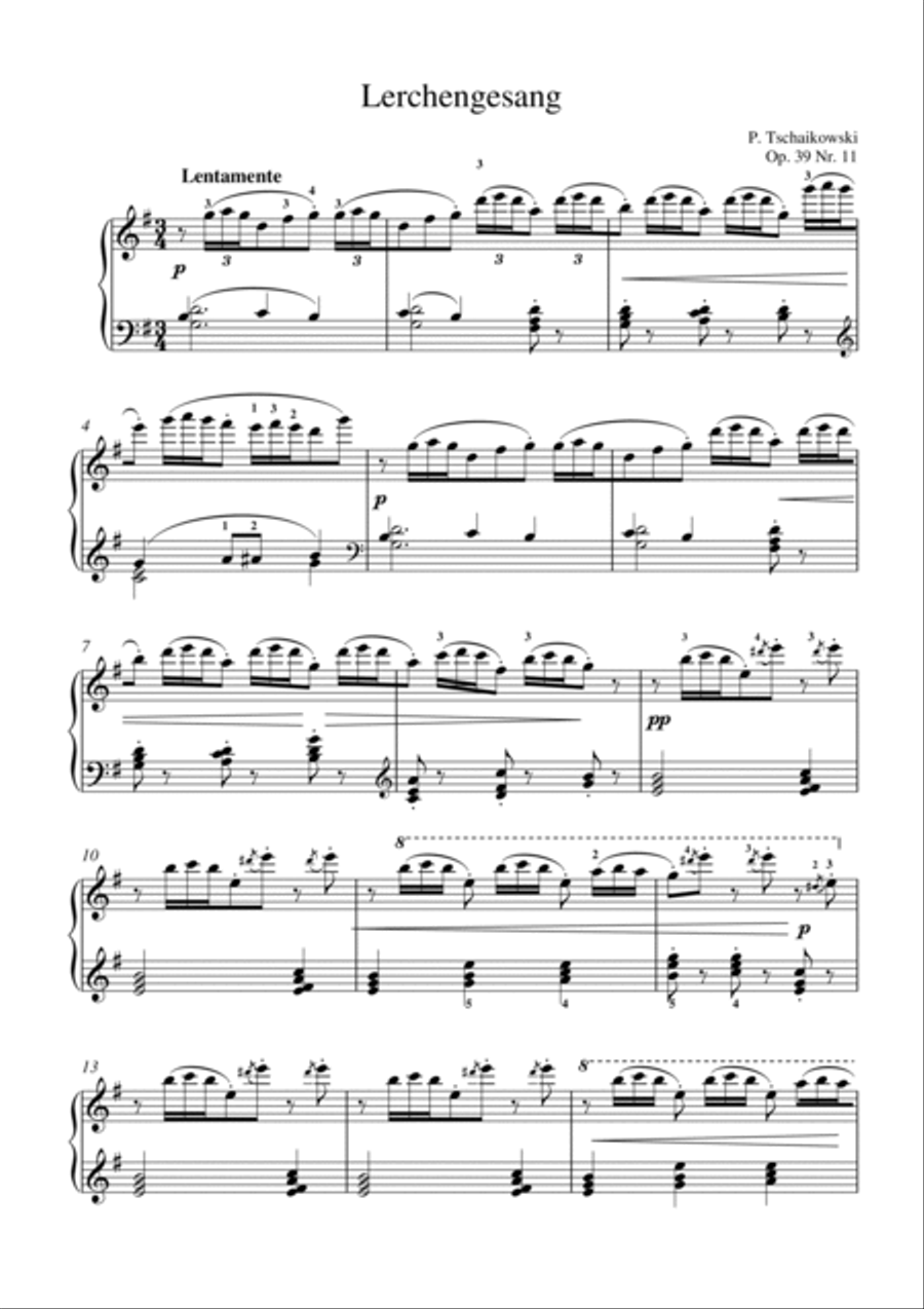 Tchaikovsky-Children's Album, Op.39 No.22.Lark Song(Piano) Piano Solo scores gallery preview page 2