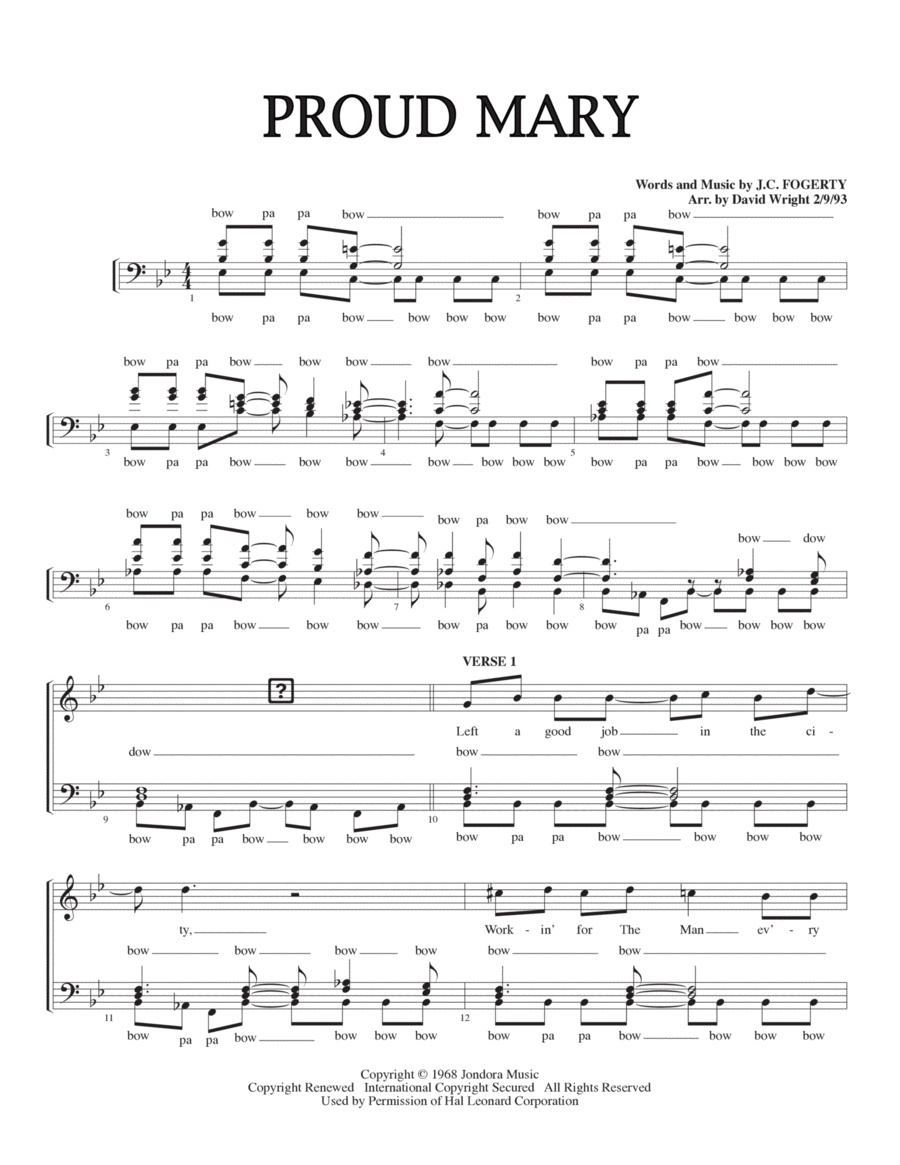 Proud Mary A Cappella scores gallery preview page 1
