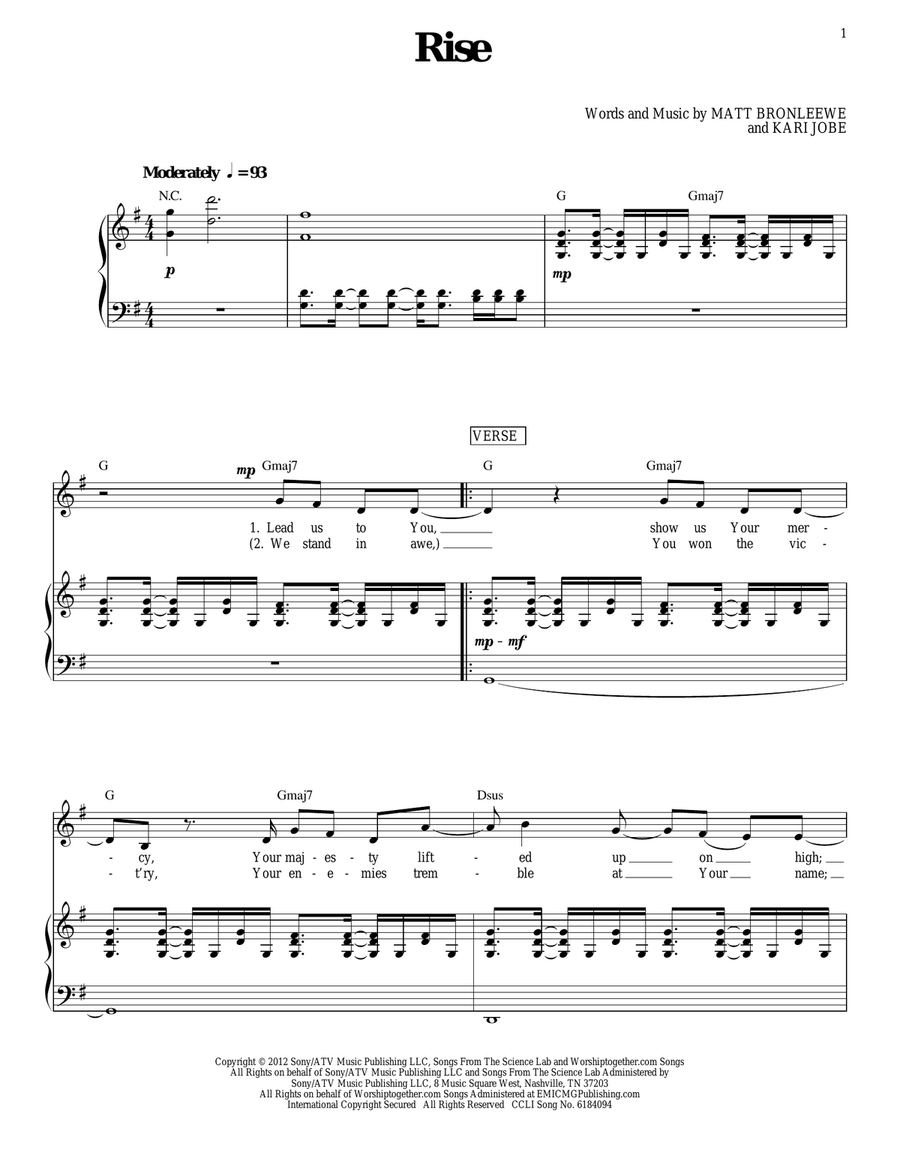 Rise Piano, Vocal, Guitar scores gallery preview page 1