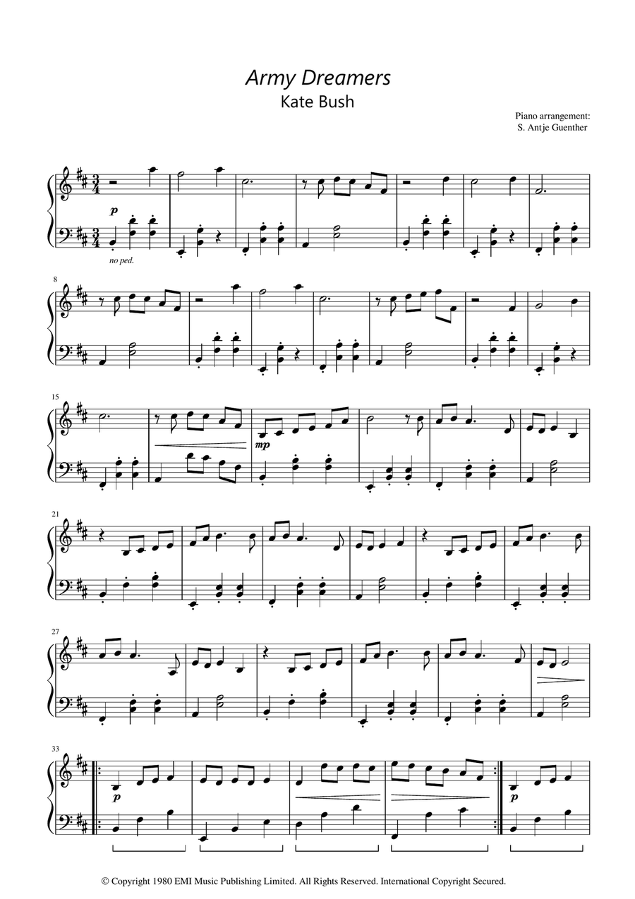 Army Dreamers Piano Solo scores gallery preview page 1