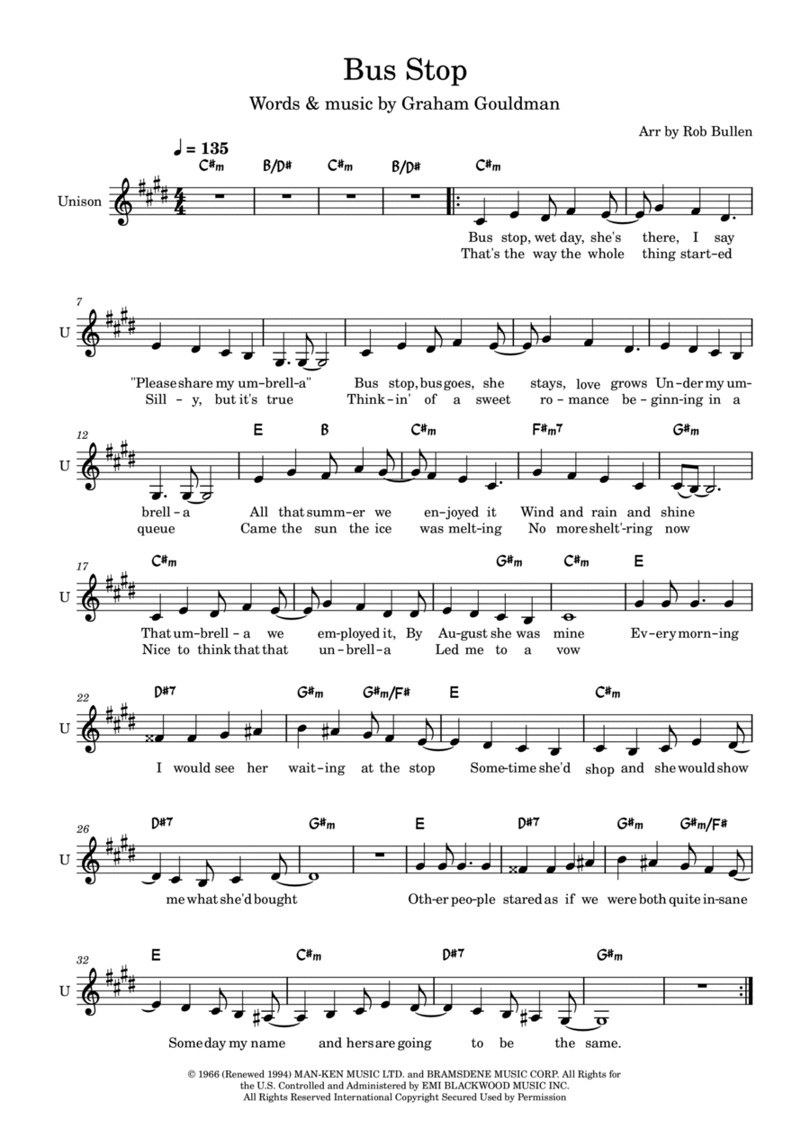 Bus Stop Classical Guitar scores gallery preview page 1