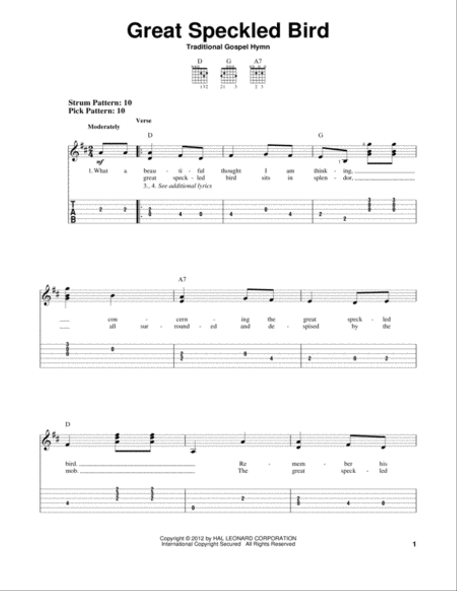 Great Speckled Bird Acoustic Guitar scores gallery preview page 1