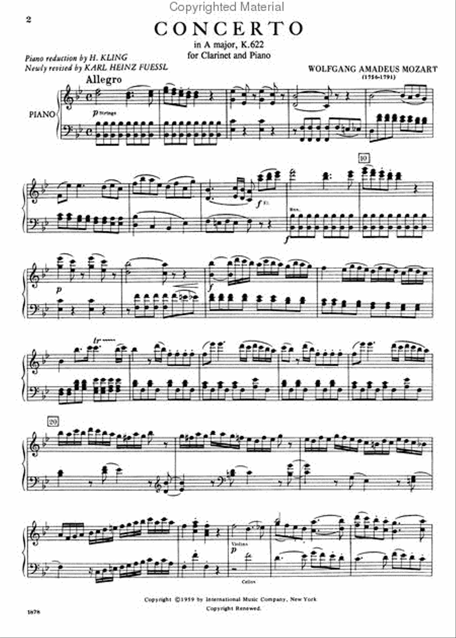 Concerto In A Major, K. 622 (Authentic Edition): Edition For Clarinet In B Flat