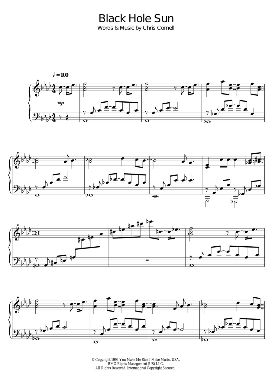 Black Hole Sun (from Westworld) Piano Solo scores gallery preview page 1