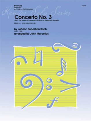 Book cover for Concerto No. 3 (BWV 974, based on Concerto In D Minor by Alessandro Marcello)