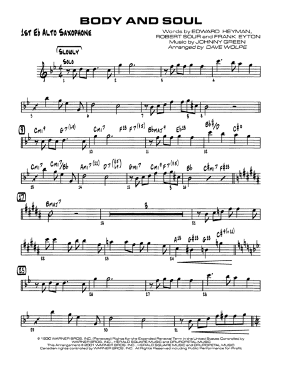 Body and Soul E flat Alto Saxophone by Frank Eyton Jazz