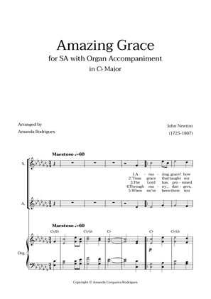 Amazing Grace in Cb Major - SA with Organ Accompaniment and Chords
