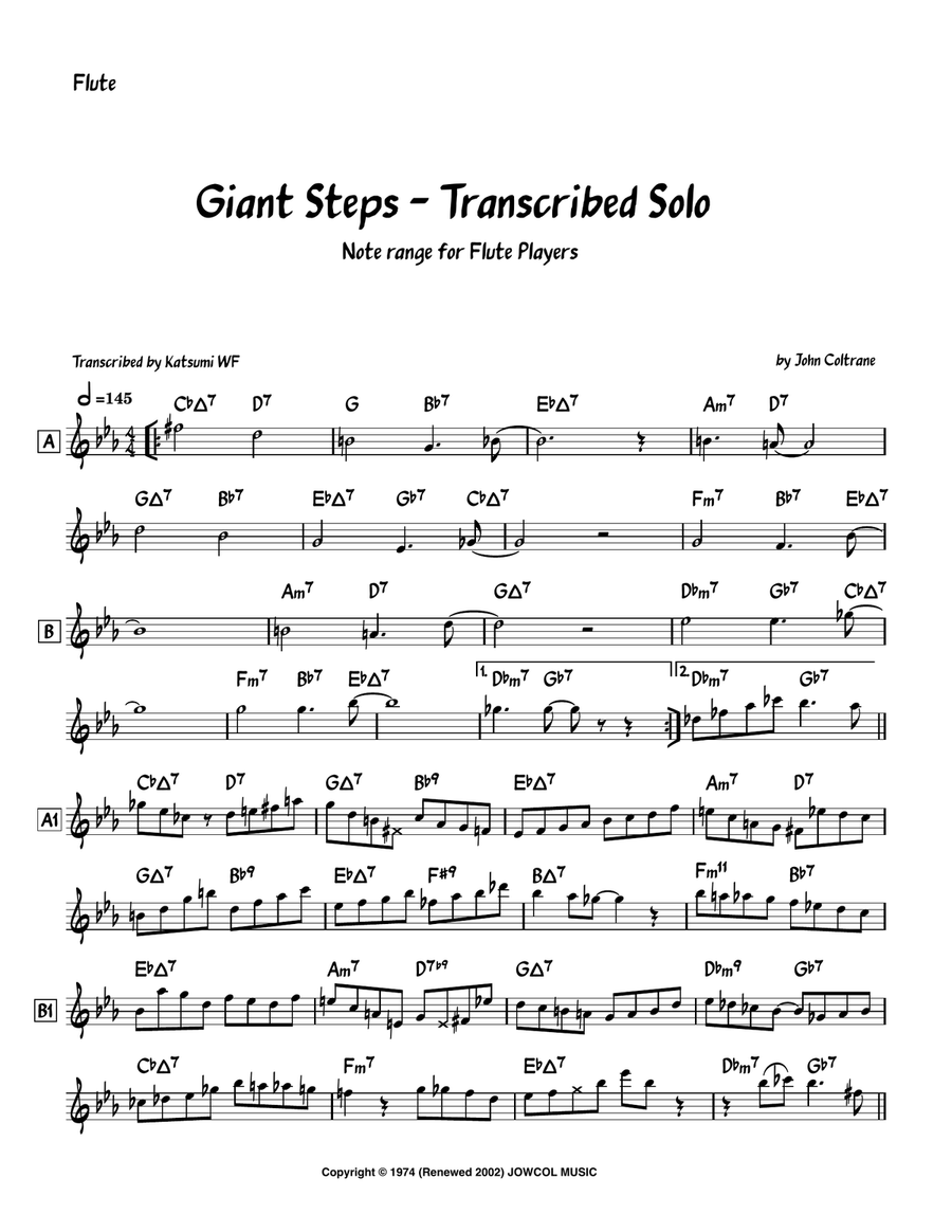 Giant Steps Flute Solo scores gallery preview page 1