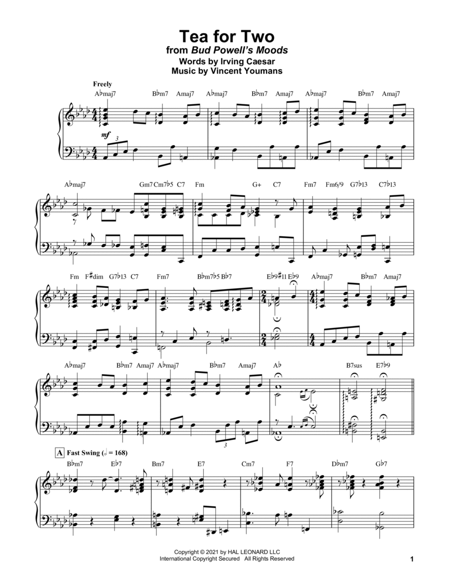 Tea For Two (from No, No, Nanette) Piano scores gallery preview page 1