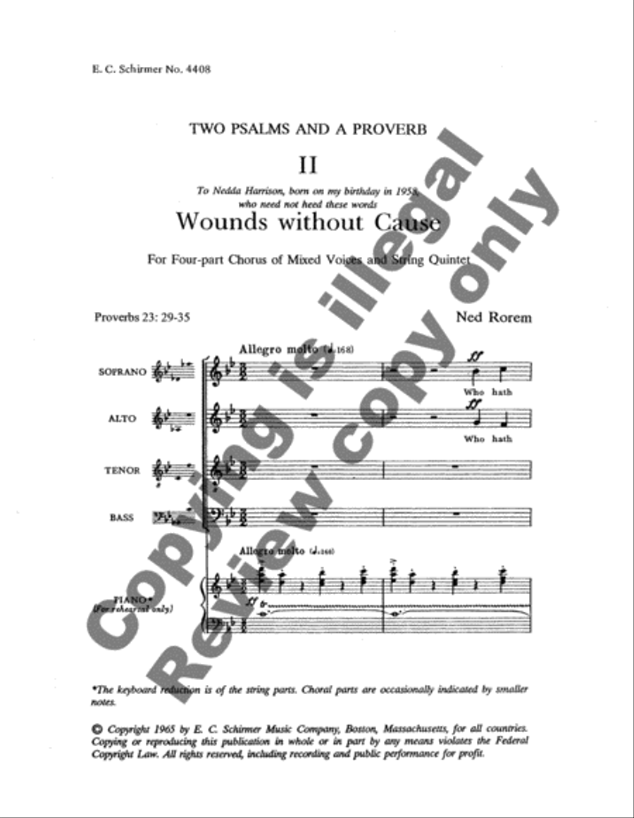 Two Psalms and a Proverb: 2. Wounds without Cause 4-Part scores gallery preview page 3