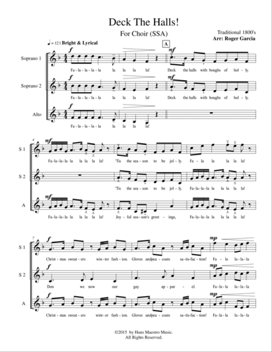 Deck The Halls (SSA) SSA scores gallery preview page 2