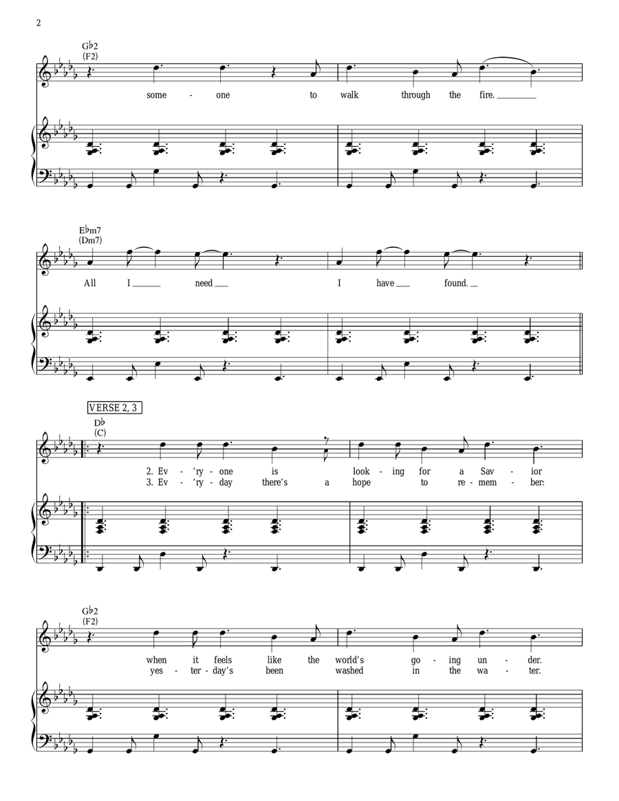 The Only One Piano, Vocal, Guitar scores gallery preview page 2
