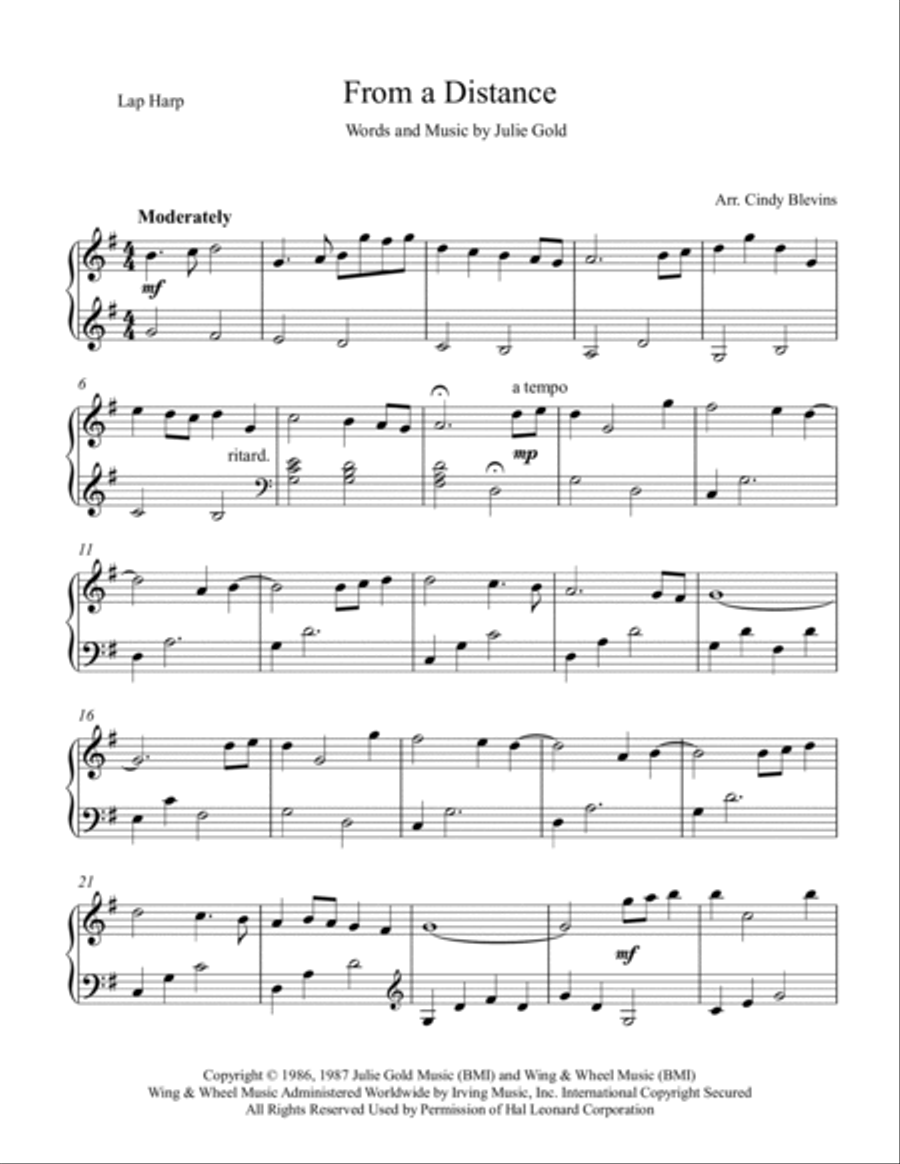 From A Distance Lap Harp scores gallery preview page 2