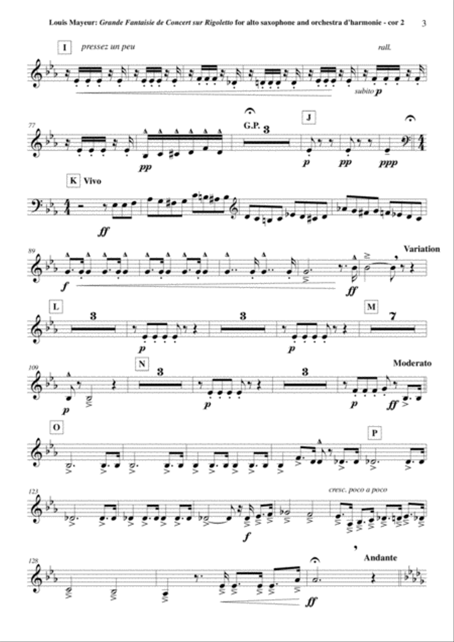 Louis Mayeur: Grande Fantaisie de Concert sur Rigoletto (de Verdi) for alto saxophone and concert b Concert Band scores gallery preview page 3