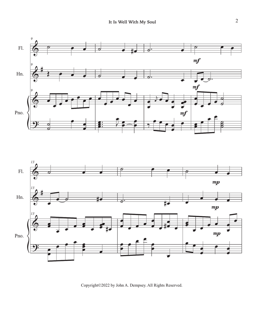 It Is Well With My Soul (Trio for Flute, Horn in F and Piano) Small Ensemble scores gallery preview page 6