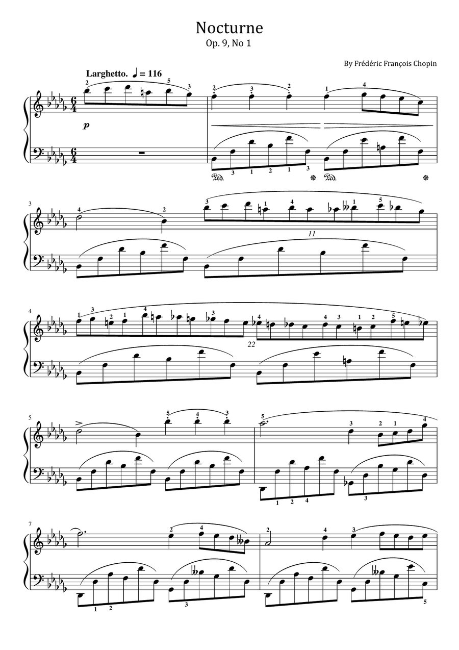 Book cover for Chopin - Nocturne - Op.9 No.1 (B Flat Minor) - Original With Fingered