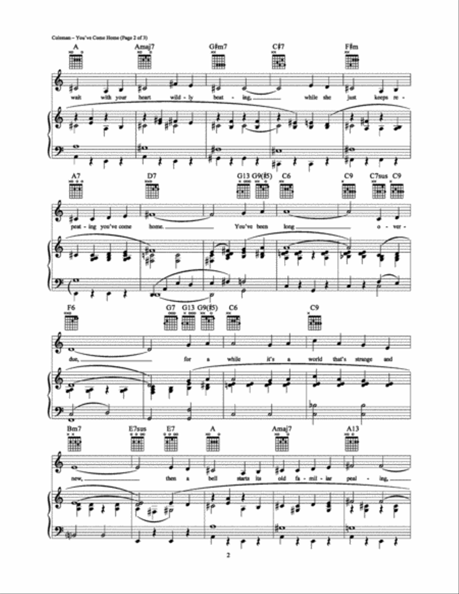 You've Come Home Piano, Vocal, Guitar scores gallery preview page 2