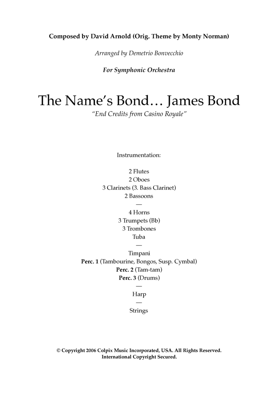 The Name's Bond... James Bond Full Orchestra scores gallery preview page 1