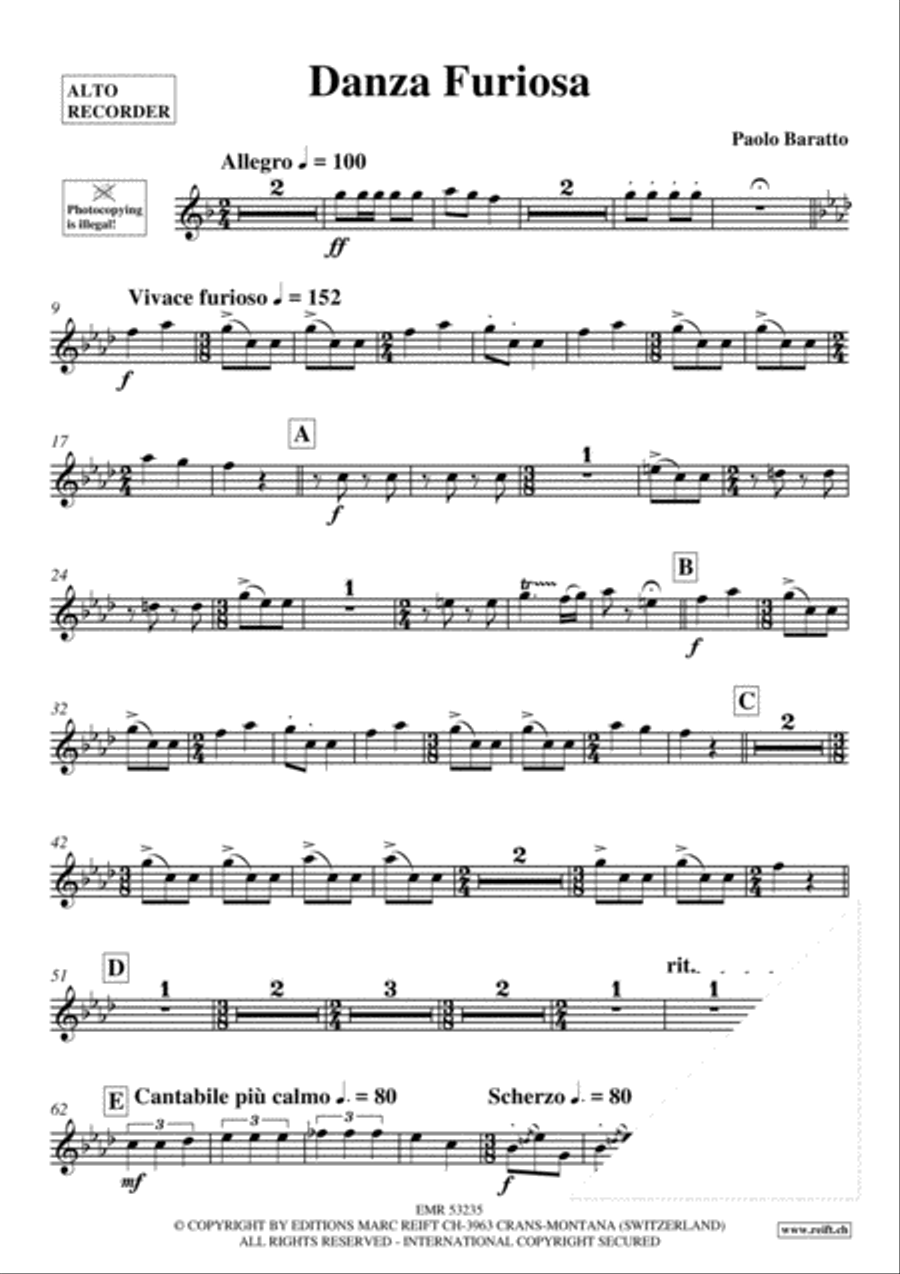 Danza Furiosa Alto Recorder scores gallery preview page 3
